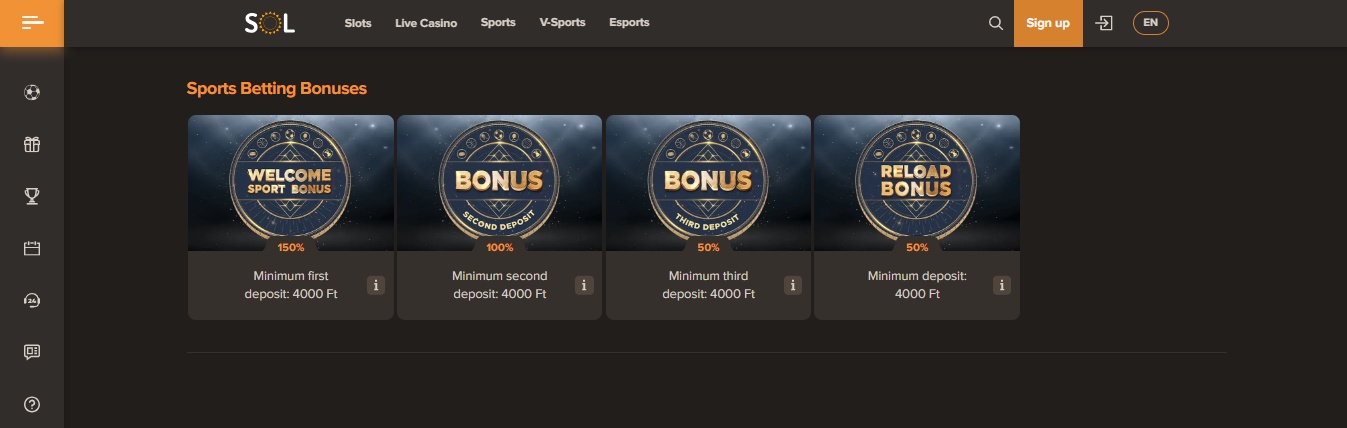 SOL Sport betting Bonuses, sportfogadasok.tv