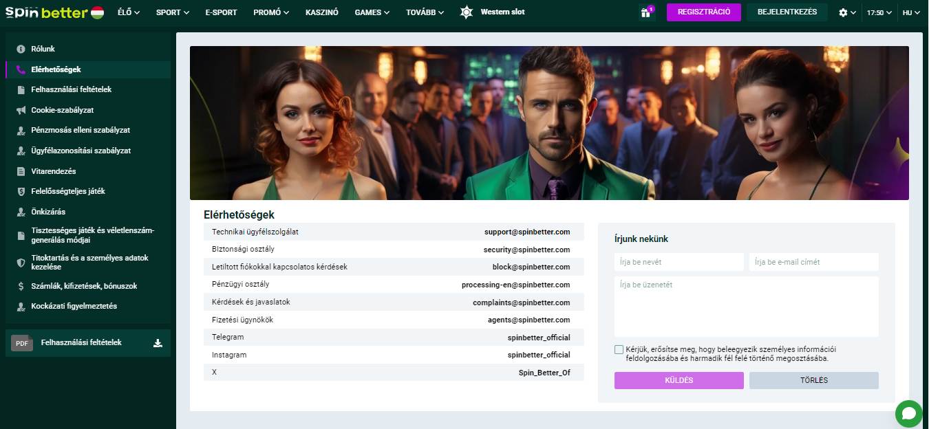 SpinBetter Contact information, sportfogadasok.tv