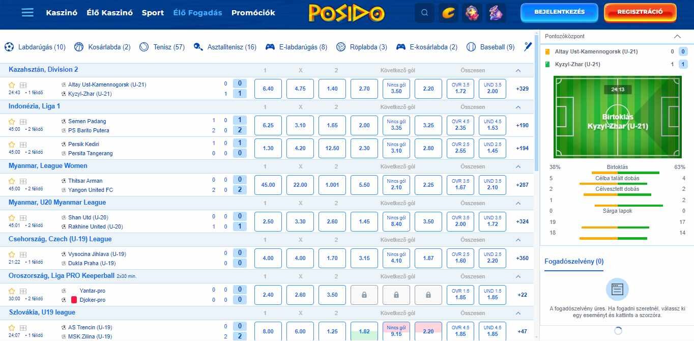 Posıdo Live betting in Hungary, sportfogadasok.tv