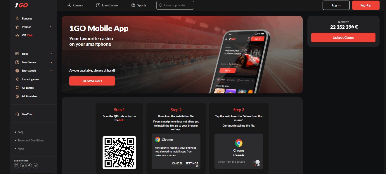 1Go Casino App, sportfogadasok.tv