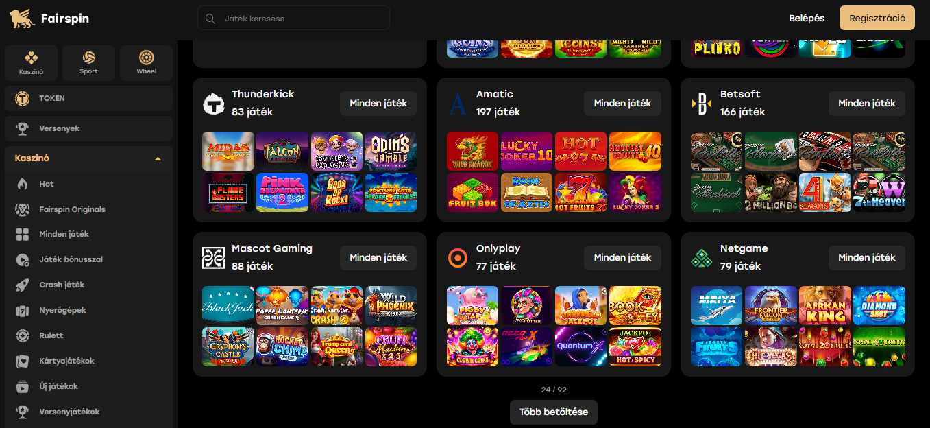 Fairspin casino Game selection, sportfogadasok.tv