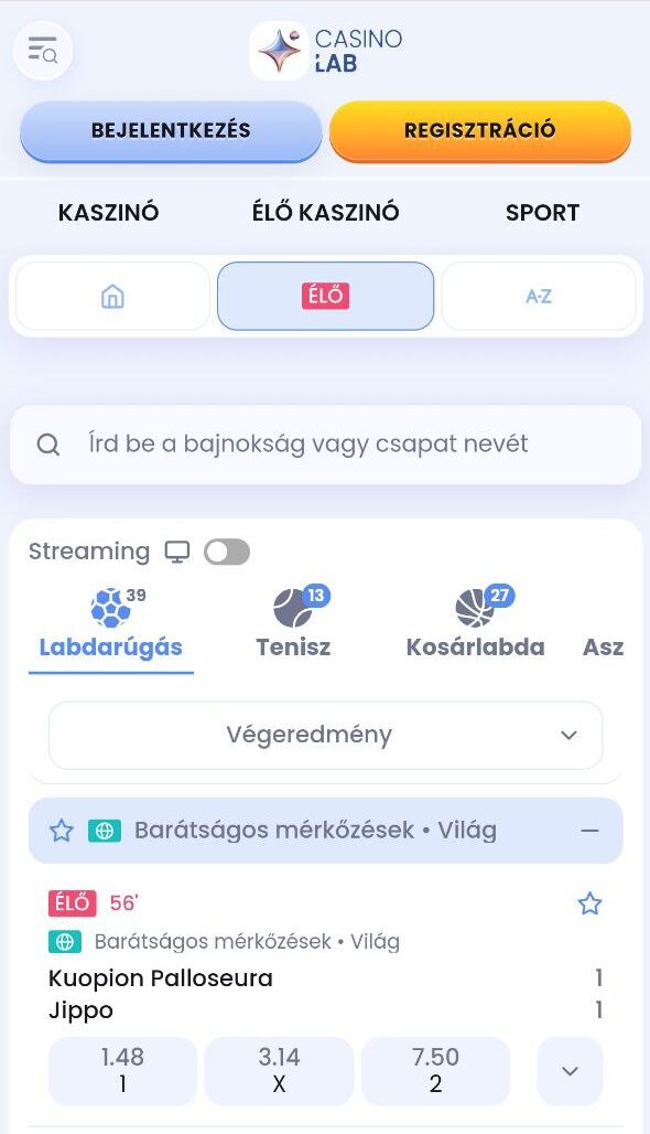 Élő fogadás Casinolab