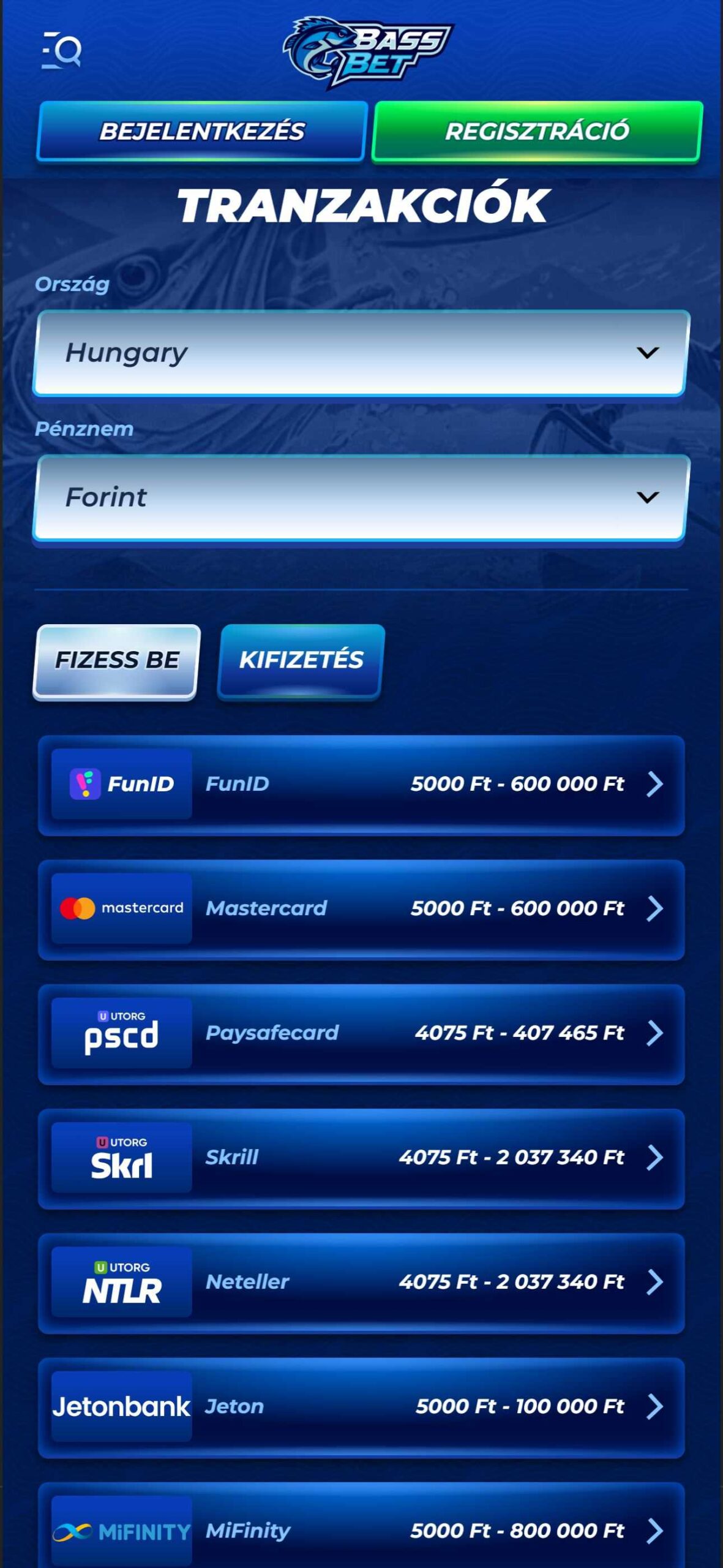 BassBet Bukméker Magyarország-Fizetési módok (mobil), sportsbook.tv