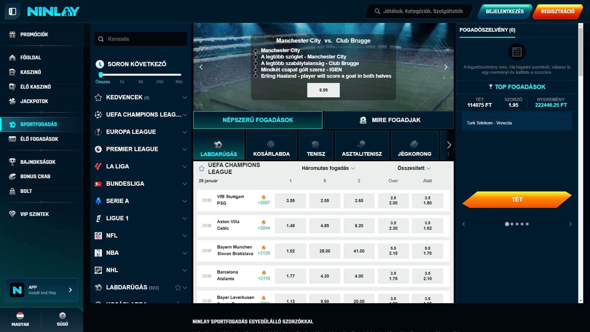 Ninlay Bookmaker Sport Betting Hungary, sportsbook.tv