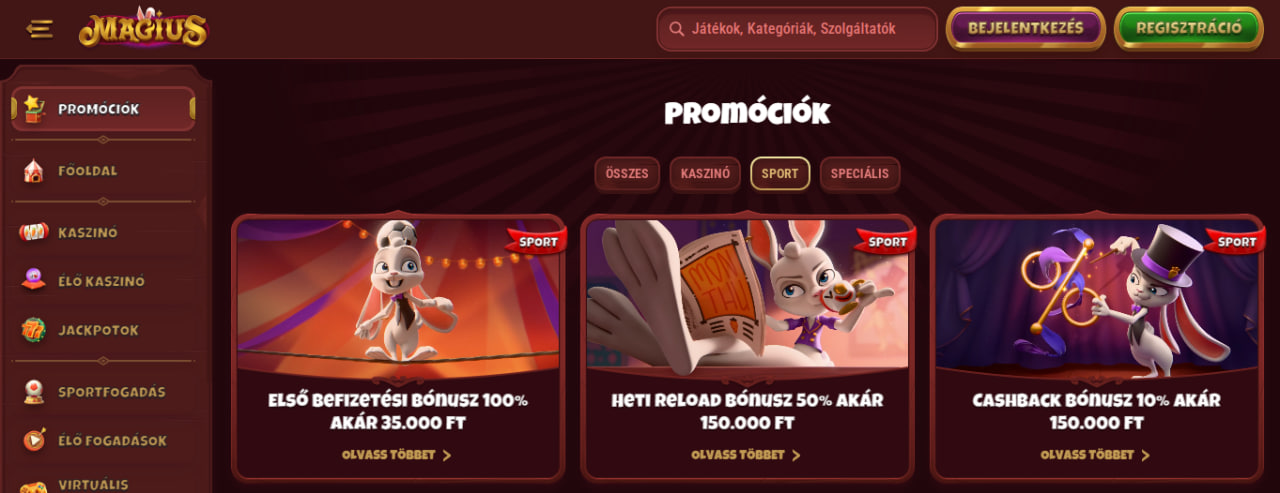 Magius Bónuszok és promóciók