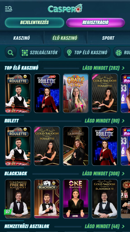 Caspero live casino in Hungary